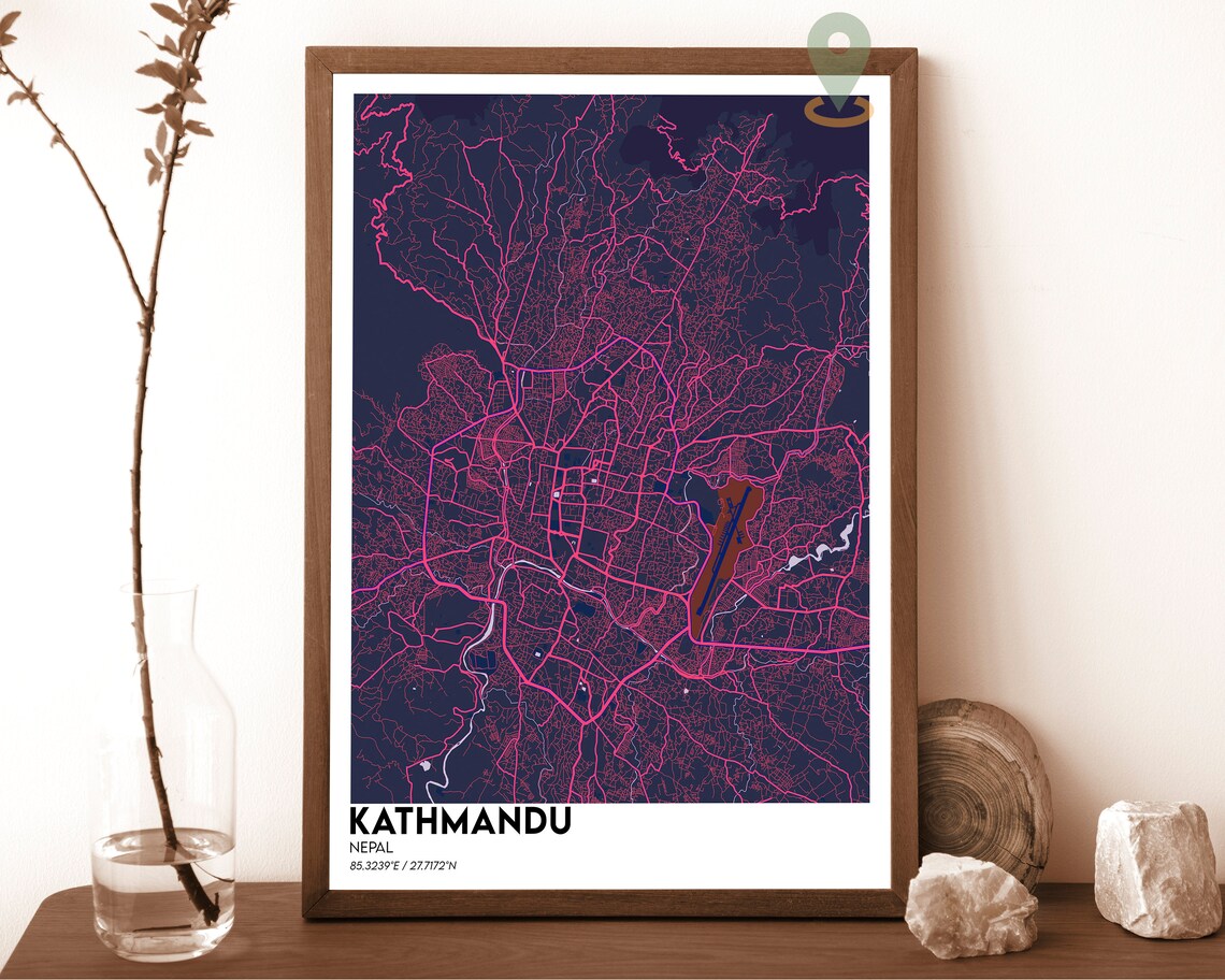 Kathmandu Nepal City Street Map Minimalist Urban Geography Art Poster - Image 2