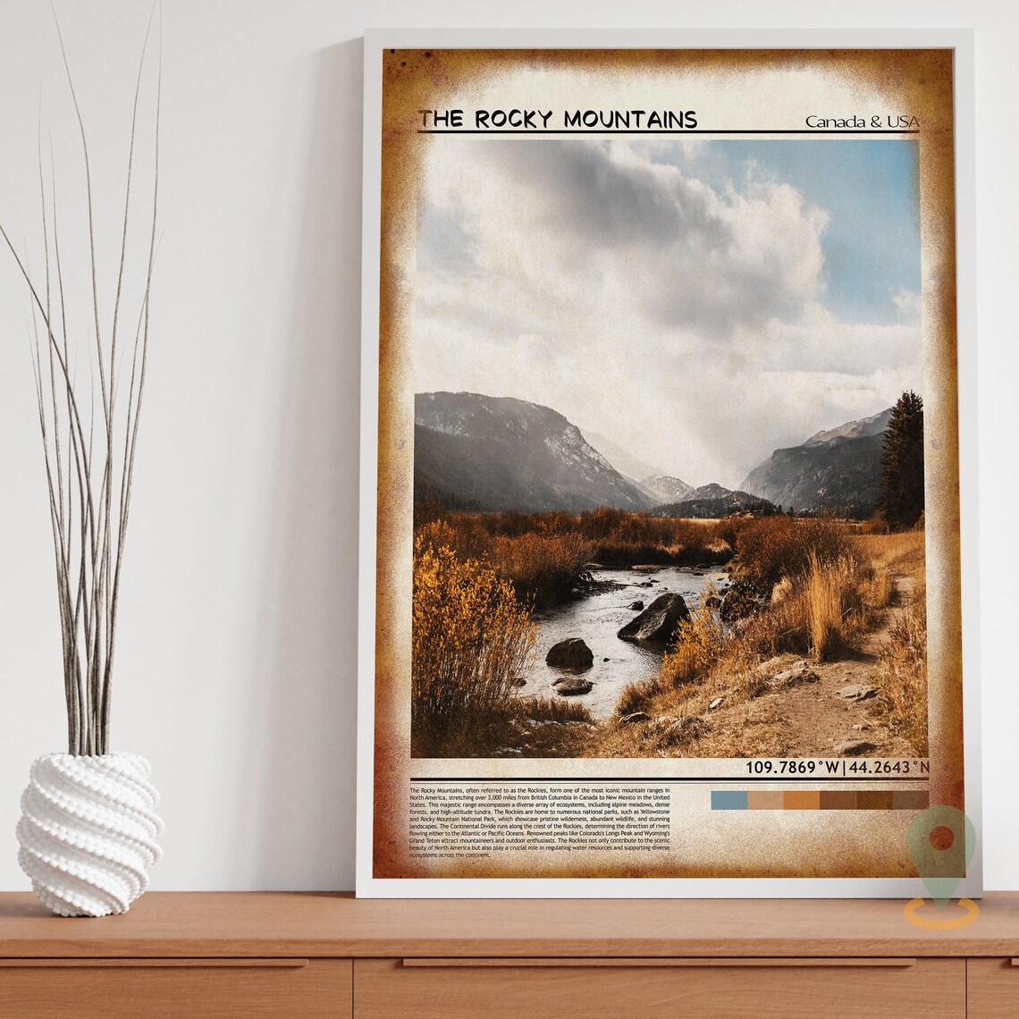 The Rocky Mountains Autumn Valley Stream Scenic Photo Poster - Image 3