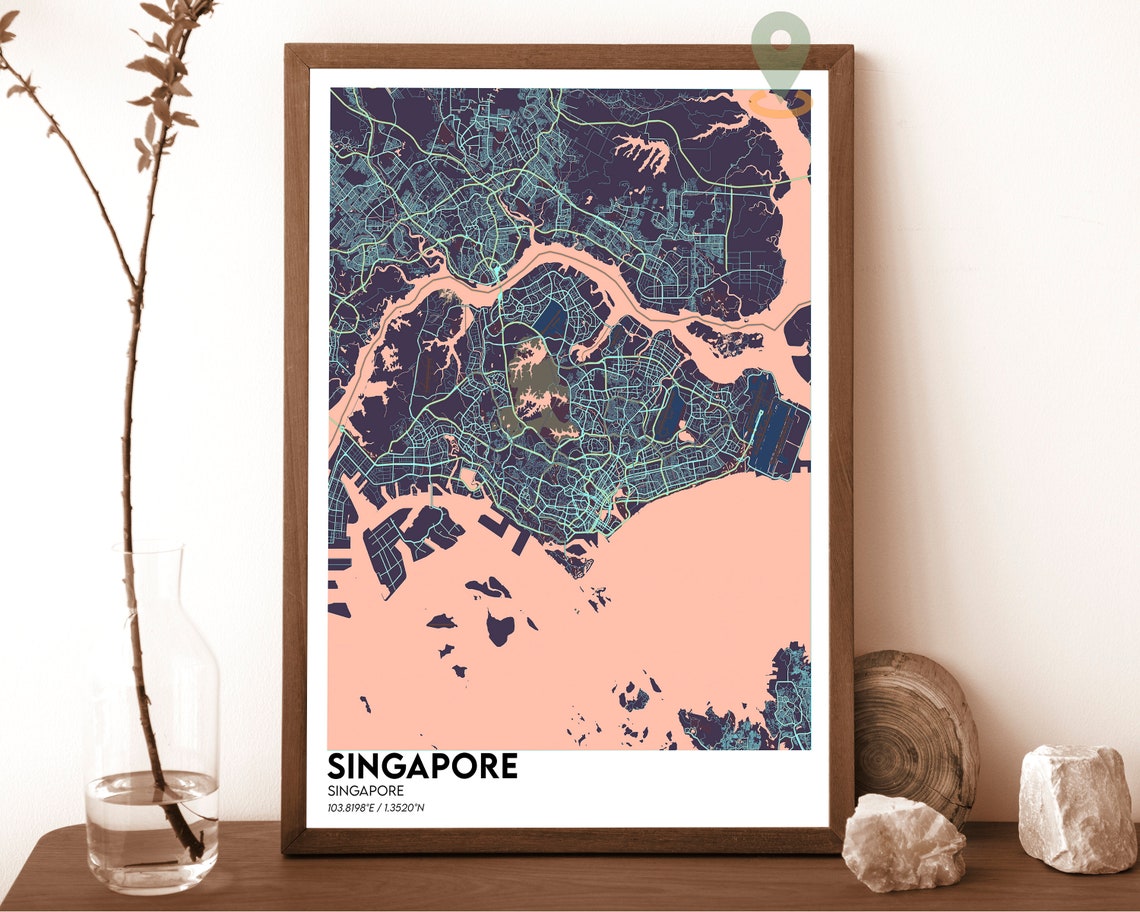 Singapore Map Singapore Map Print Singapore City Map Singapore Wall Art Singapore Travel Poster Singapore Poster Singapore Photo - Image 2