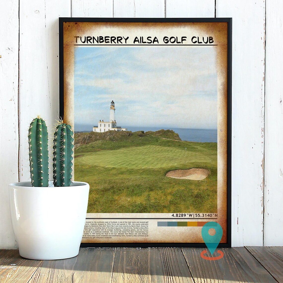 Turnberry Ailsa Golf Club Scotland Lighthouse Links Coordinate Poster - Image 2