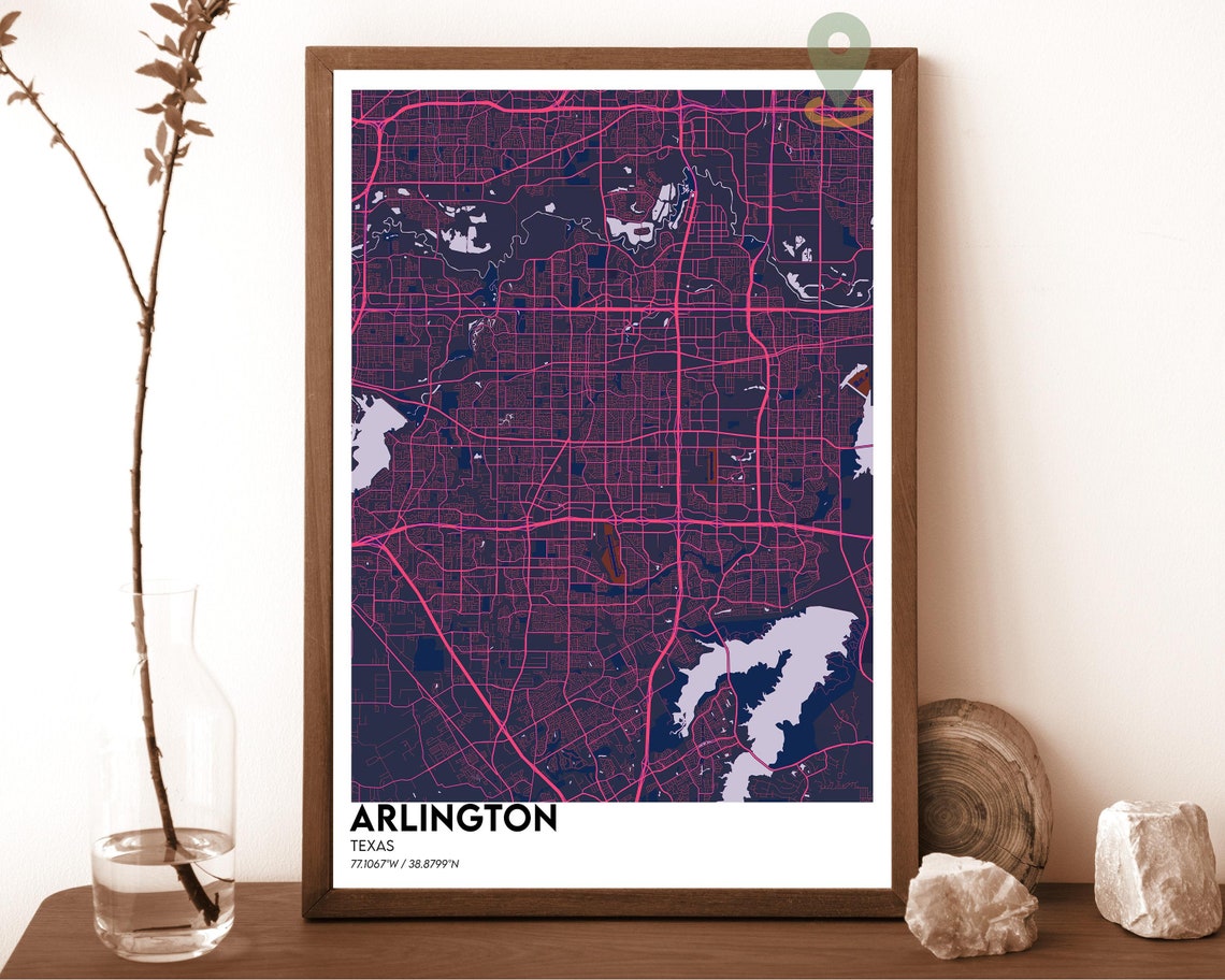 Arlington Texas Warm Tan Minimalist City Street Map Art Print - Image 6