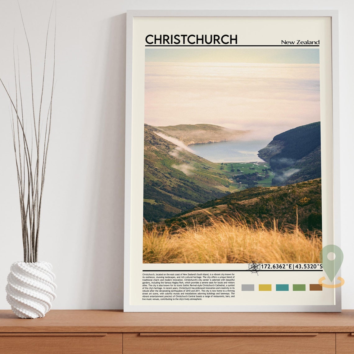 Christchurch Print Christchurch Poster Christchurch Wall Art Christchurch Travel Christchurch Art Print Christchurch New Zealand Print - Image 3