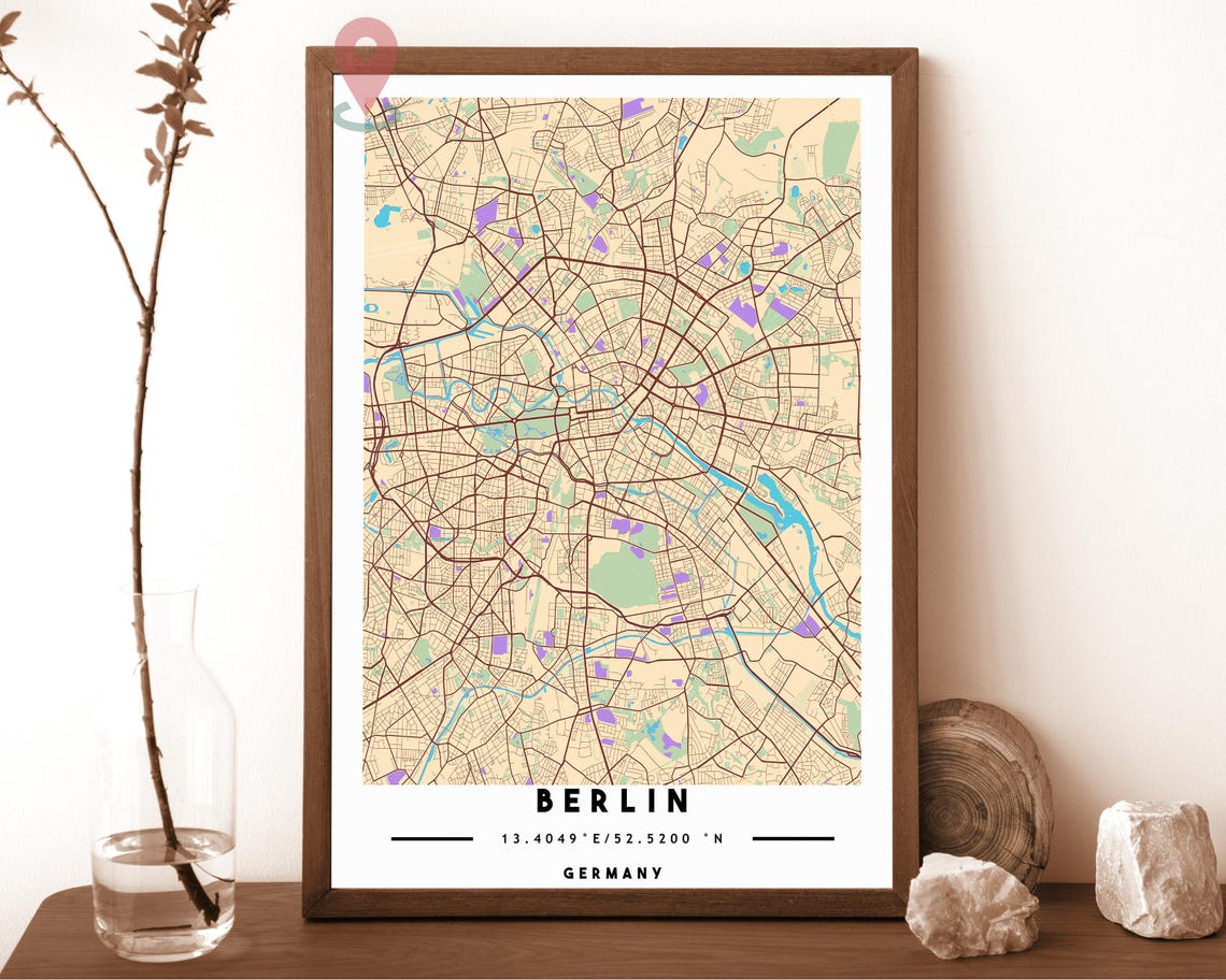 Berlin Germany City Street Map Black White Poster Wall Decor - Image 3