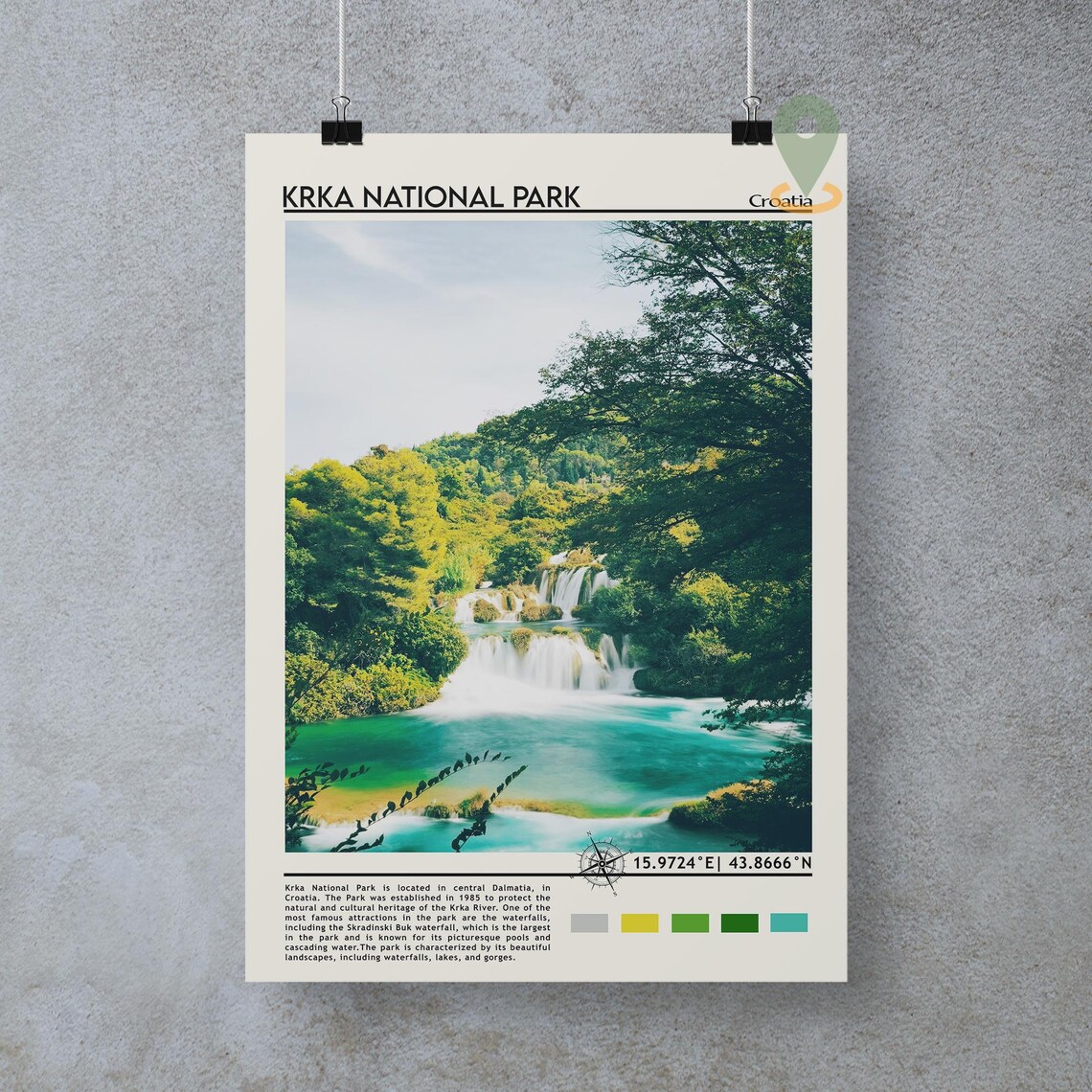 Krka National Park Croatia Skradinski Buk Waterfall Nature Travel Poster - Image 3