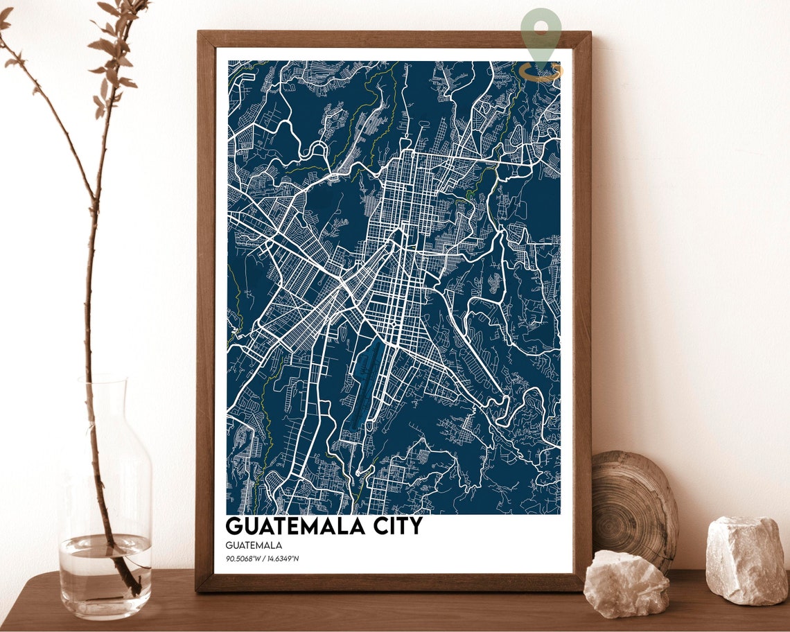 Guatemala City Guatemala Red Street Map Bold Modern Art Poster - Image 2