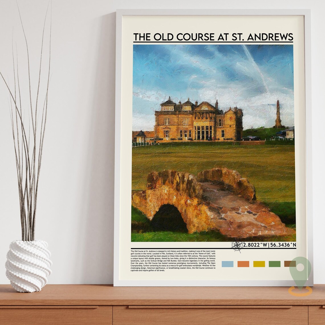 St Andrews Old Course Swilcan Bridge Golf Clubhouse Art Poster - Image 5