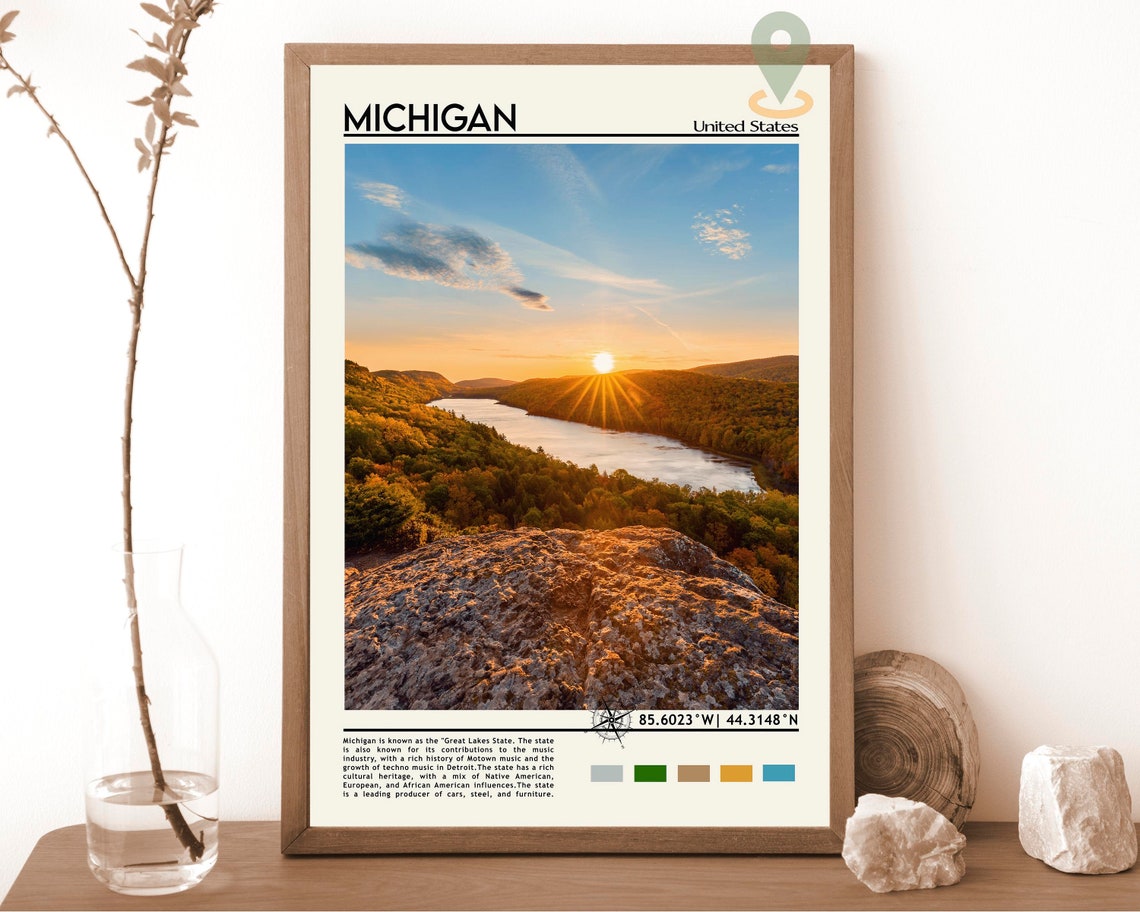 Michigan Print Michigan Art Michigan Poster Michigan Photo Michigan Poster Print Michigan Painting Michigan Travel Poster Lansing