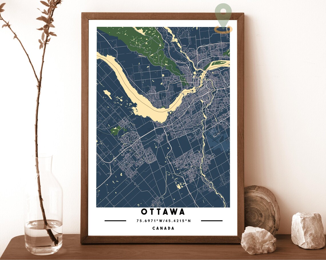 Ottawa Canada City Street Map Modern Minimal Art Print for Canadian Homes - Image 2