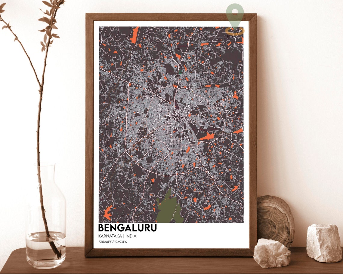 Bengaluru Karnataka India Deep Midnight Purple City Map Poster - Image 6