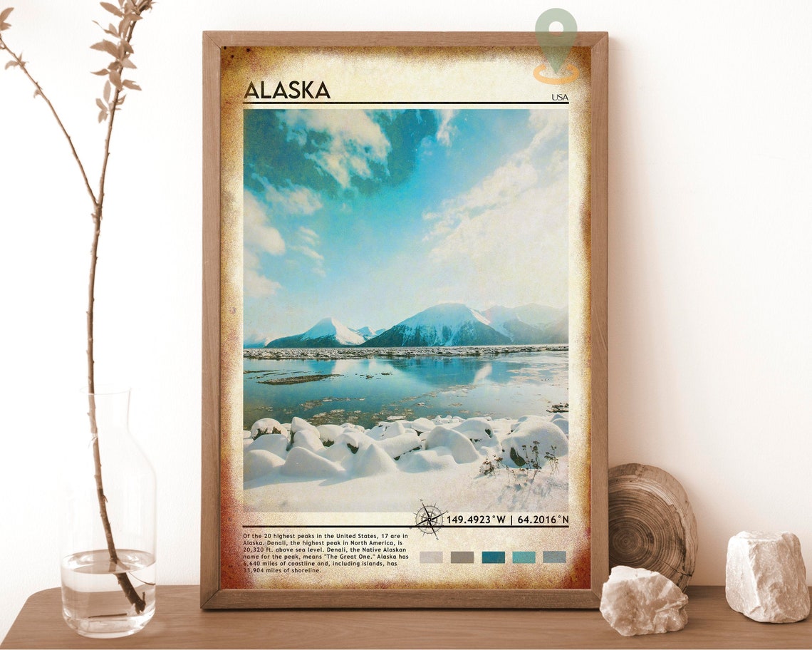 Vintage Poster Alasaka Print Alasaka Wall Art Alasaka Poster Alasaka Photo Alasaka Poster Print United States Poster Print - Image 6