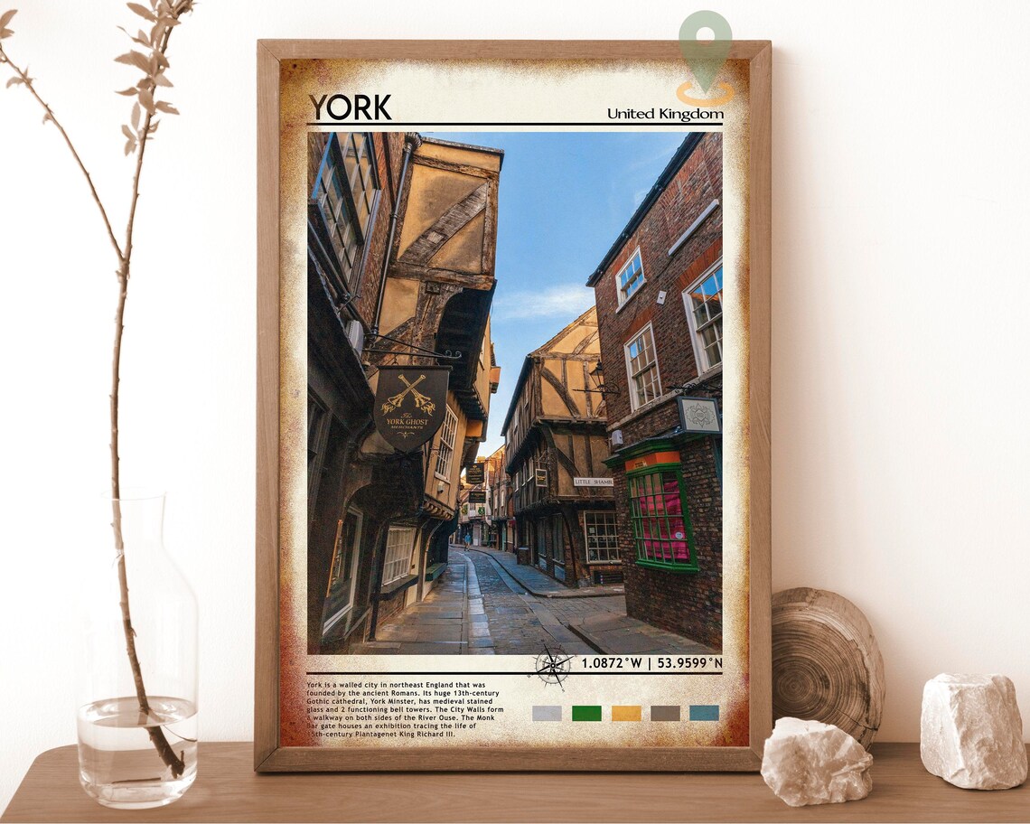 York England Medieval Shambles Street United Kingdom Travel Poster - Image 6
