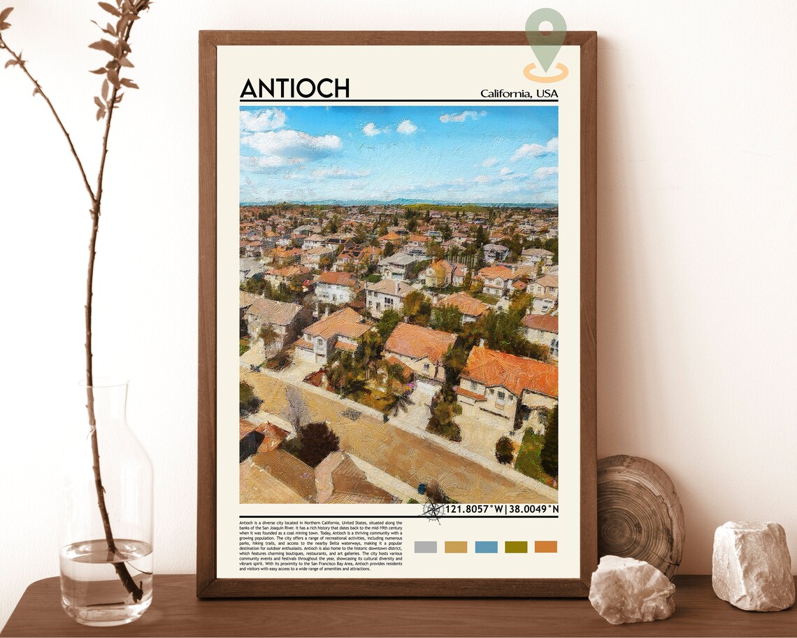 Antioch California Aerial Suburb Neighborhood View Art Poster