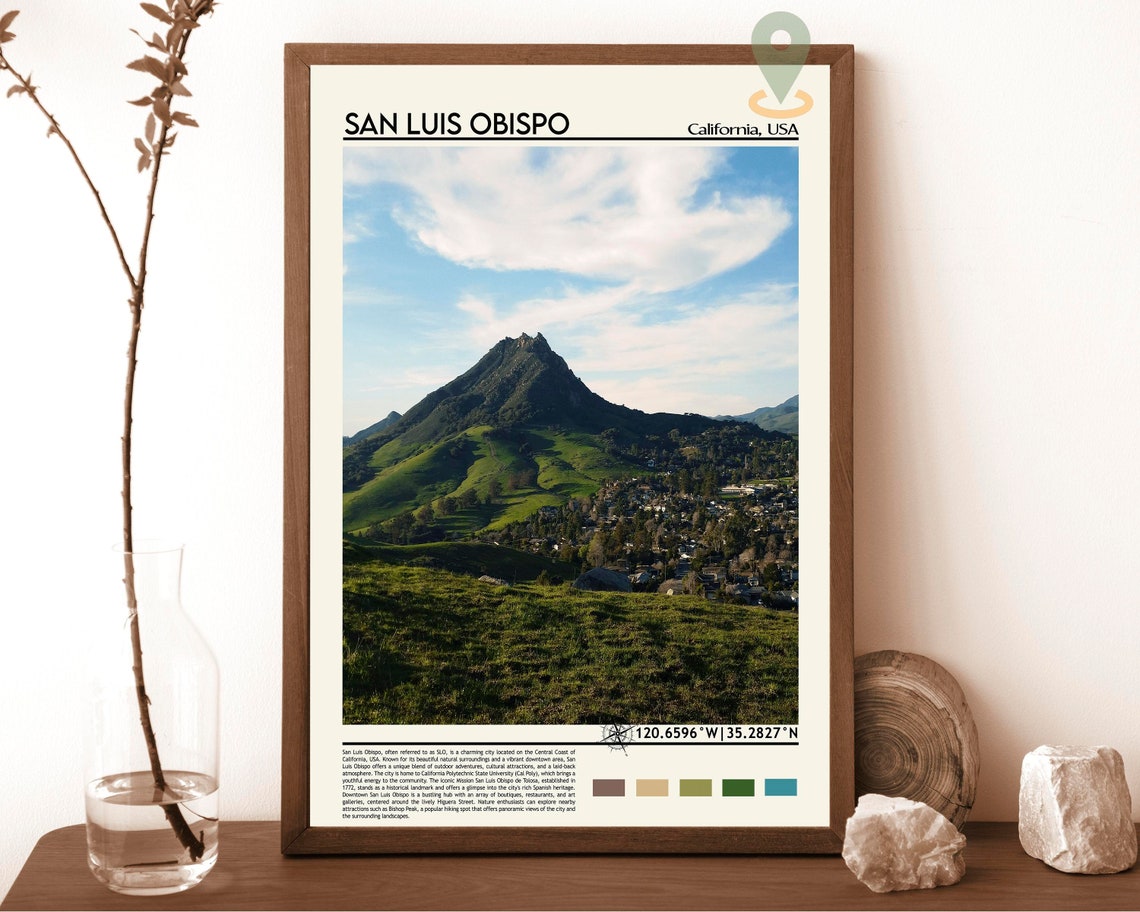 San Luis Obispo Travel Poster San Luis Obispo Wall Art San Luis Obispo Poster Print Photo San Luis Obispo Decor California Usa