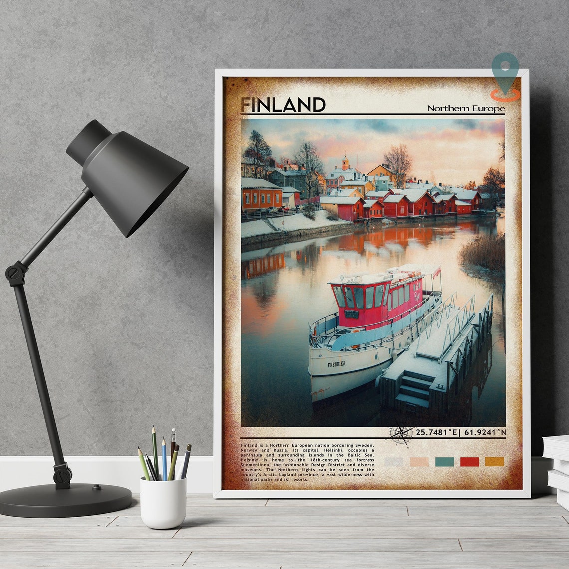 Finland Print Vintage Finland Poster Finland Art Finland Poster Finland Photo Finland Poster Print Finland Painting Helsinki Poster - Image 3
