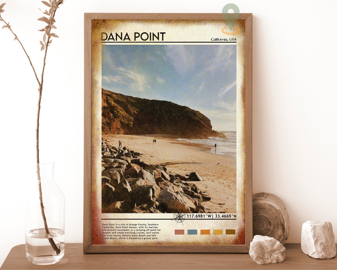 Dana Point California Beach Rocky Shore Coastal Travel Art Poster - Image 6