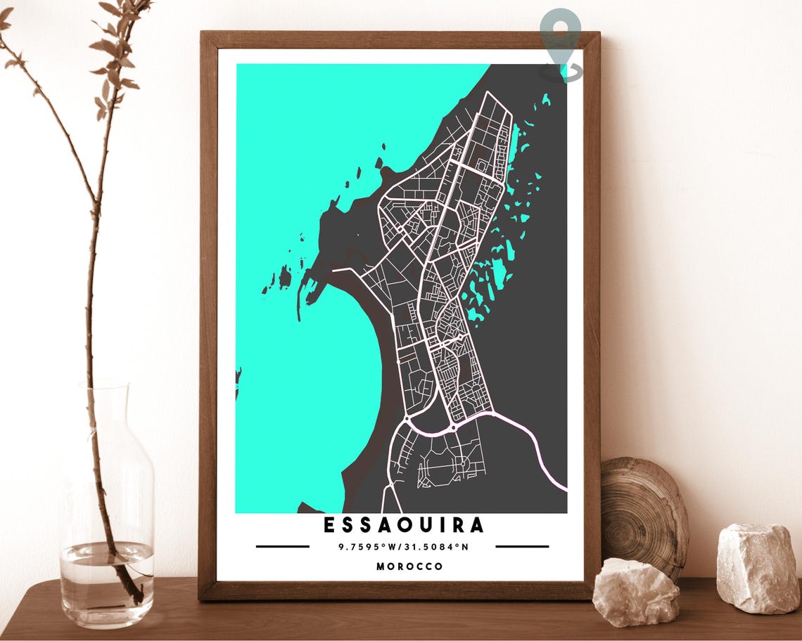 Essaouira Morocco Terracotta Minimal Coastal City Map Poster - Image 4