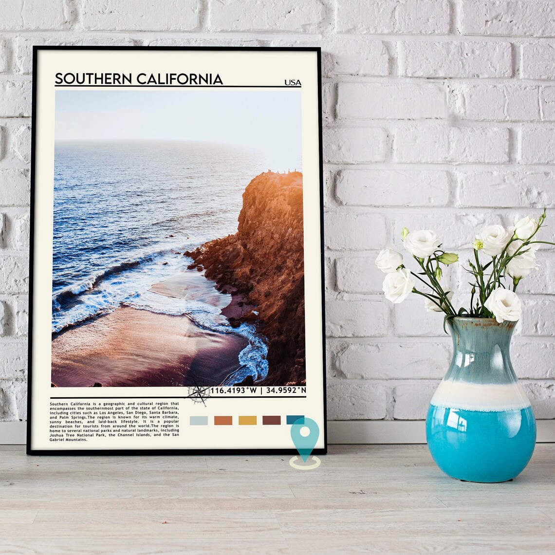 Southern California Sunset Coast Cliffs USA Travel Facts Poster - Image 4