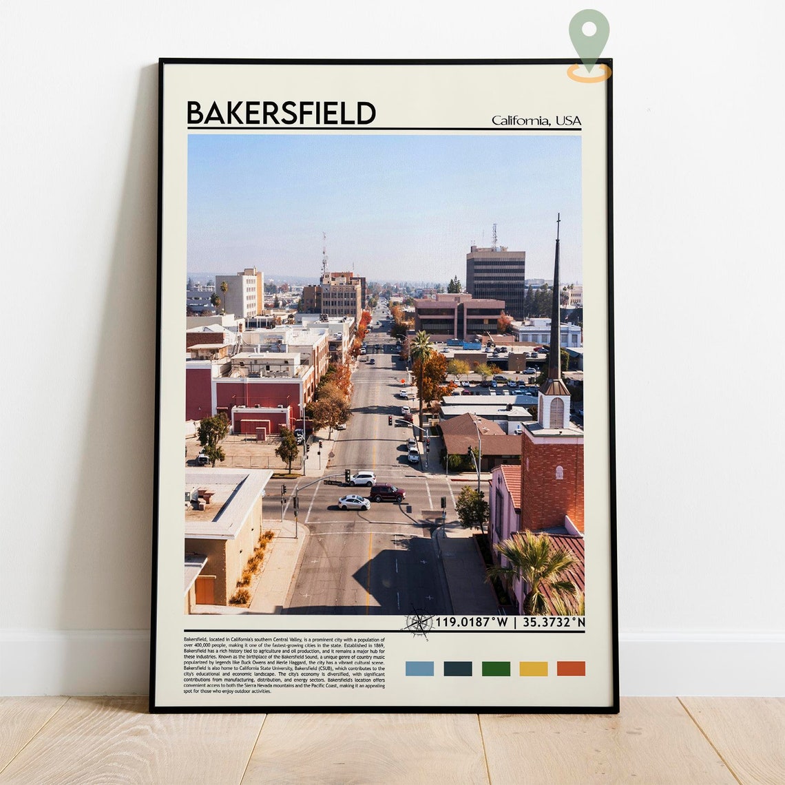 Bakersfield Print Bakersfield Poster Bakersfield Wall Art Bakersfield City Travel Bakersfield Art Print Bakersfield California Print - Image 3