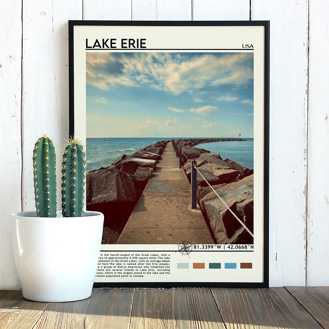 Lake Erie USA Great Lakes Rocky Pier Breakwater Sunset Poster - Image 5