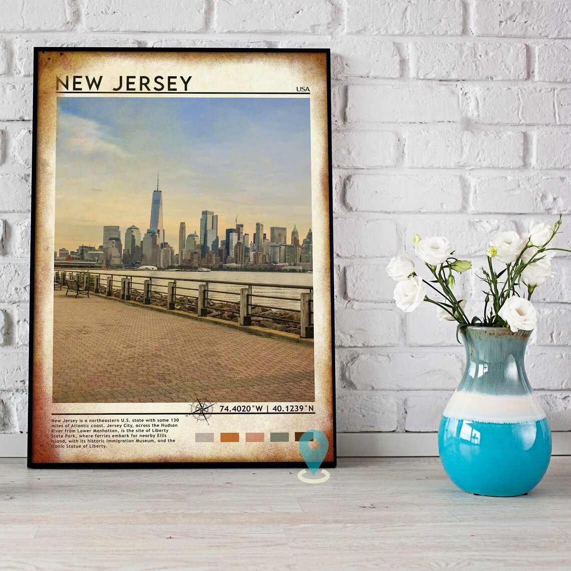 New Jersey USA Waterfront Skyline Manhattan View Jersey City Travel Poster - Image 5