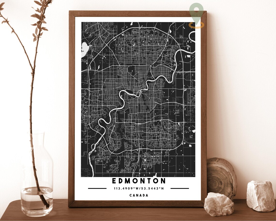 Edmonton Canada Blush Pink Winding River City Map Art Poster - Image 2