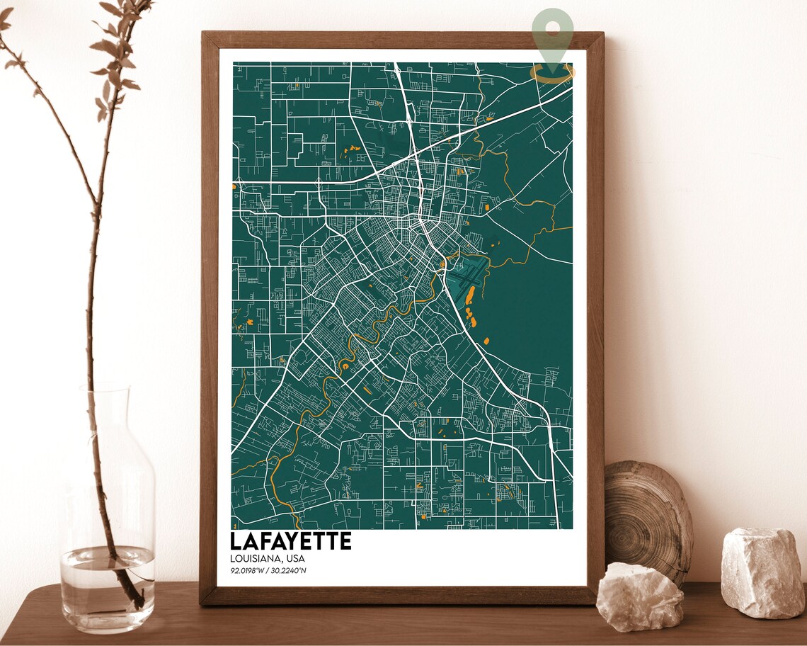Lafayette Louisiana Vintage Sepia Old Street Map Style Poster - Image 5