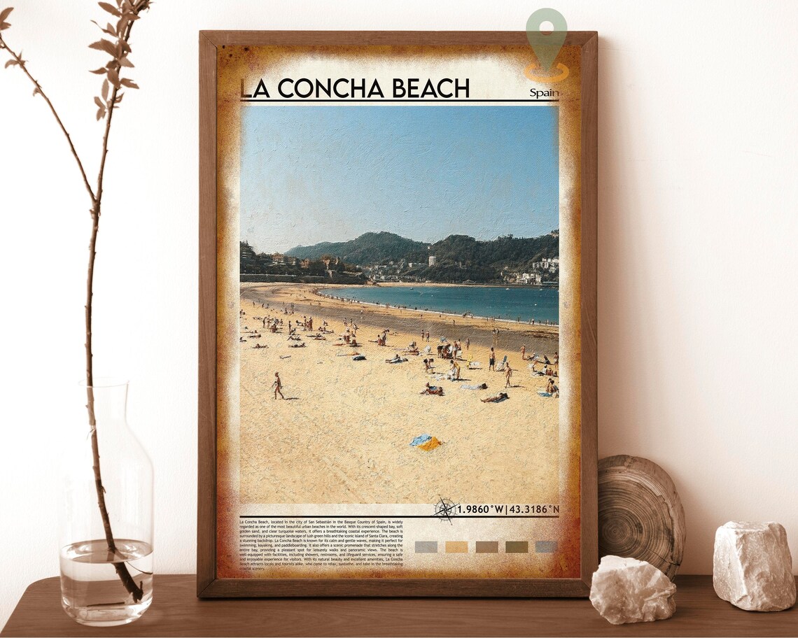 La Concha Beach San Sebastian Spain Golden Shoreline Travel Poster - Image 6