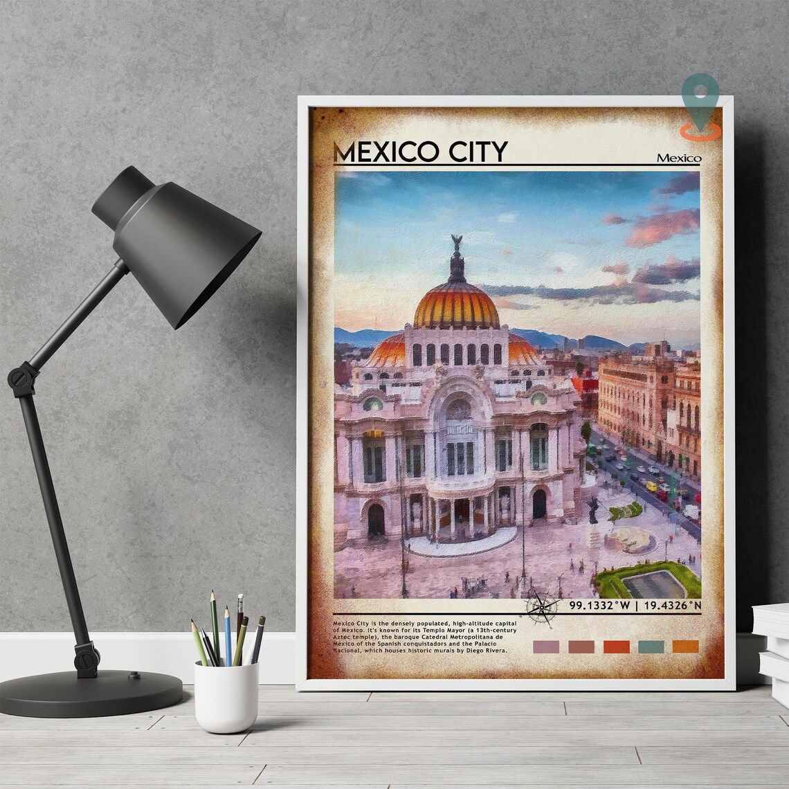 Mexico City Palacio de Bellas Artes Sunset Dome Travel Poster - Image 5