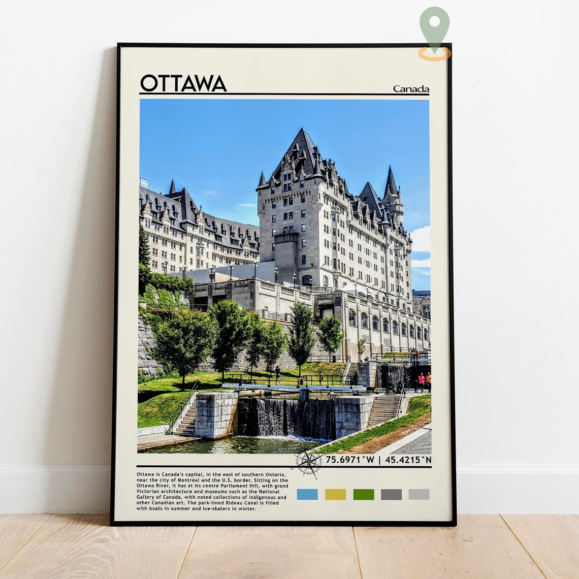 Ottawa Canada Chateau Laurier Rideau Canal Locks City Travel Print - Image 5