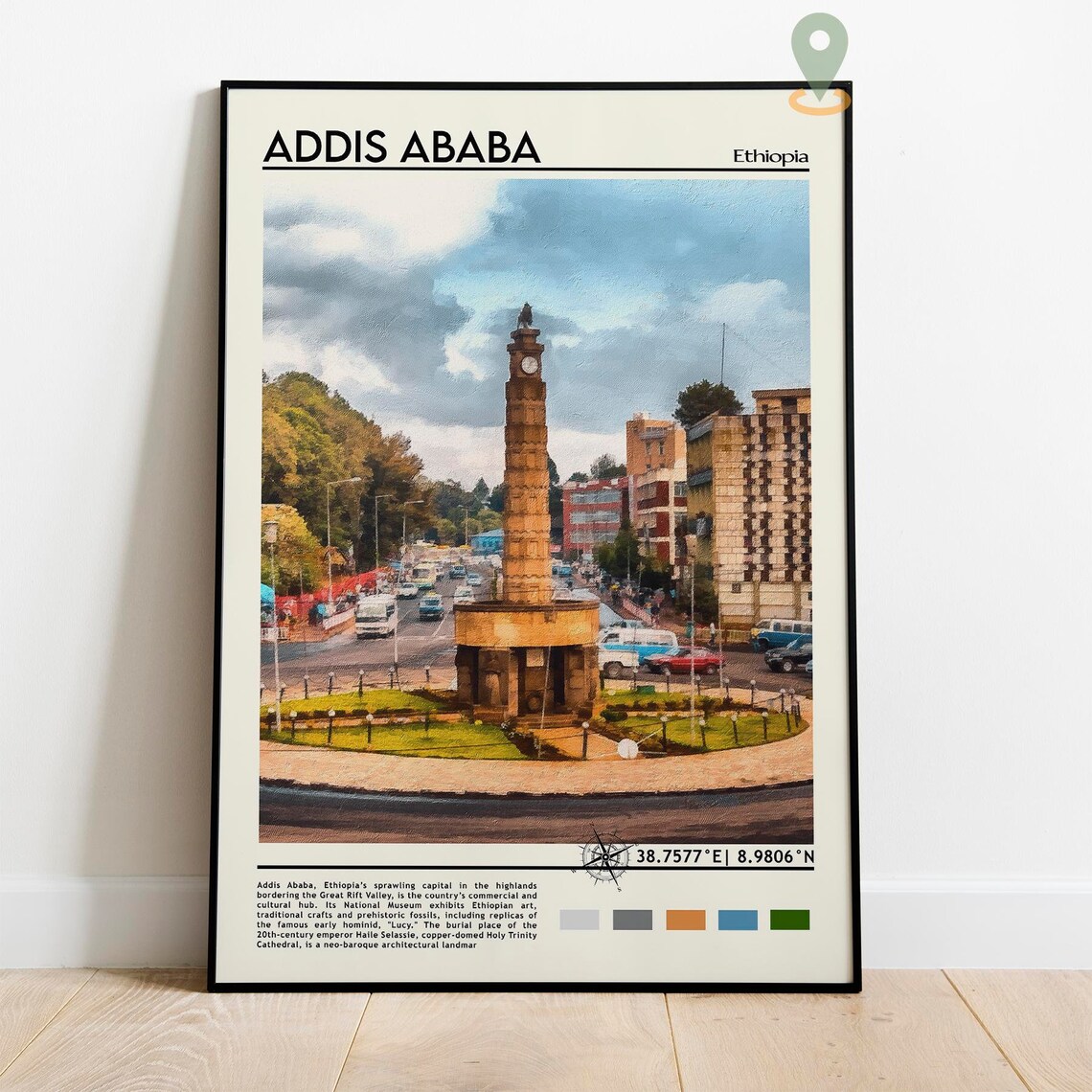 Addis Ababa Ethiopia Historic Monument Tower Street Scene Poster - Image 2