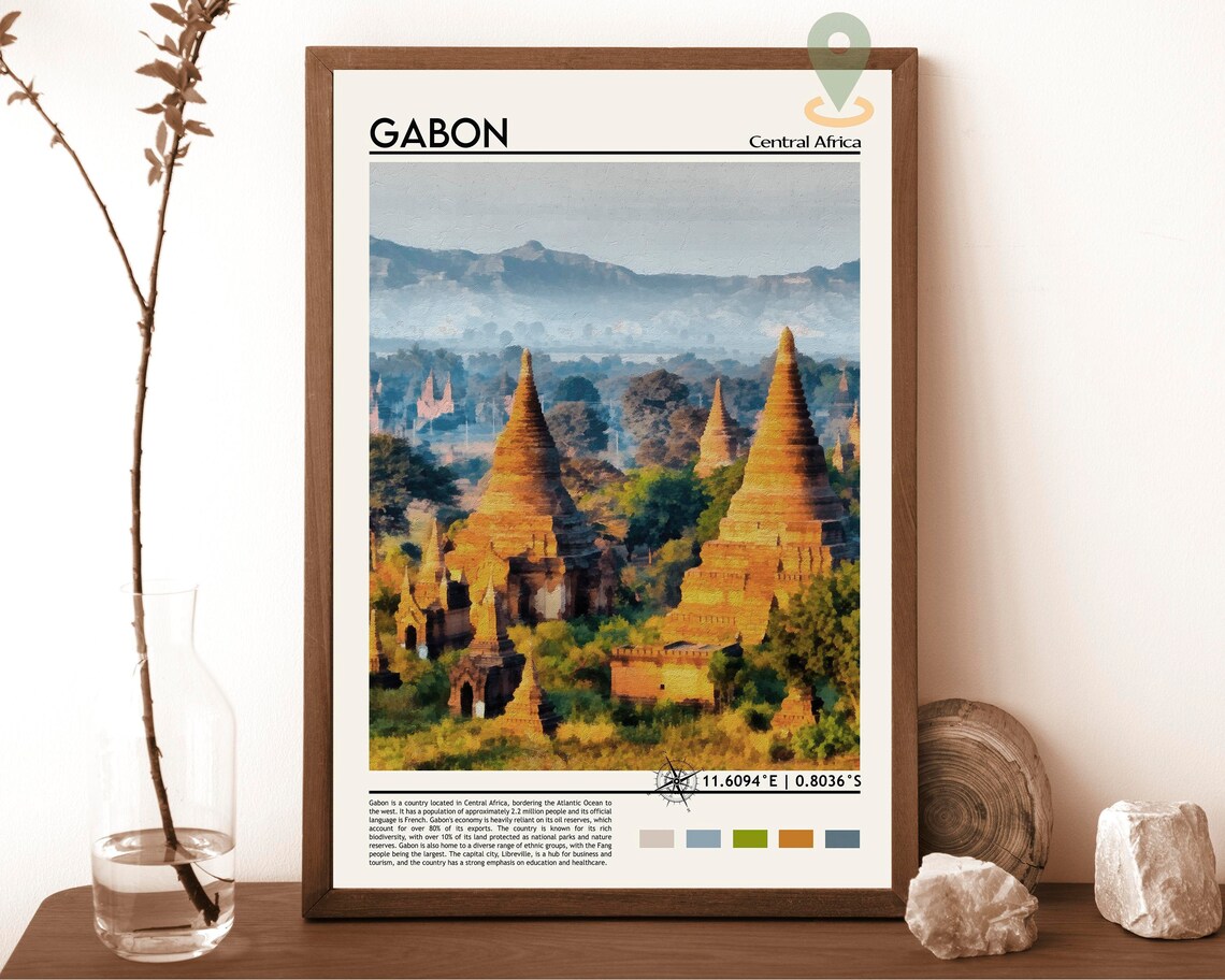 Ancient Temple Stupas Sunrise Golden Asia Travel Photo Poster