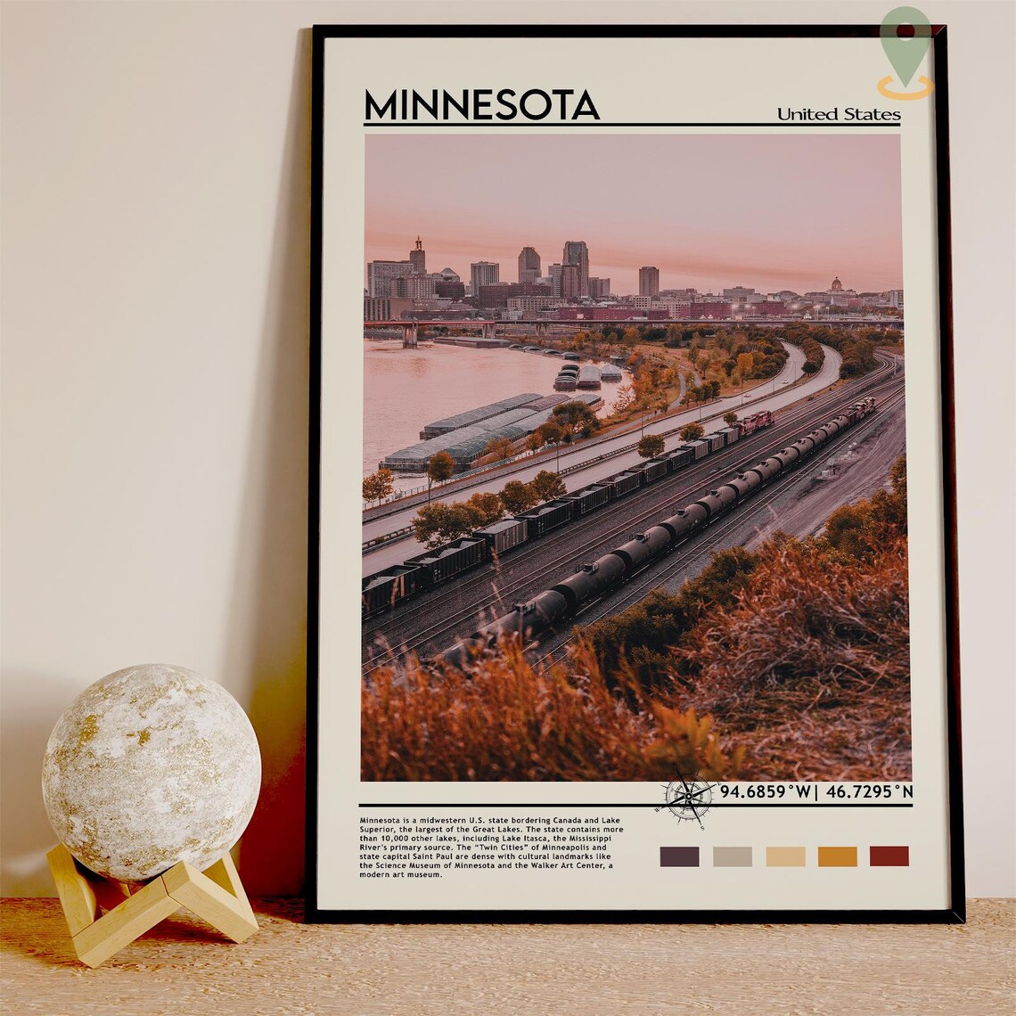 Minnesota United States City Skyline Sunset Photo Travel Poster - Image 2