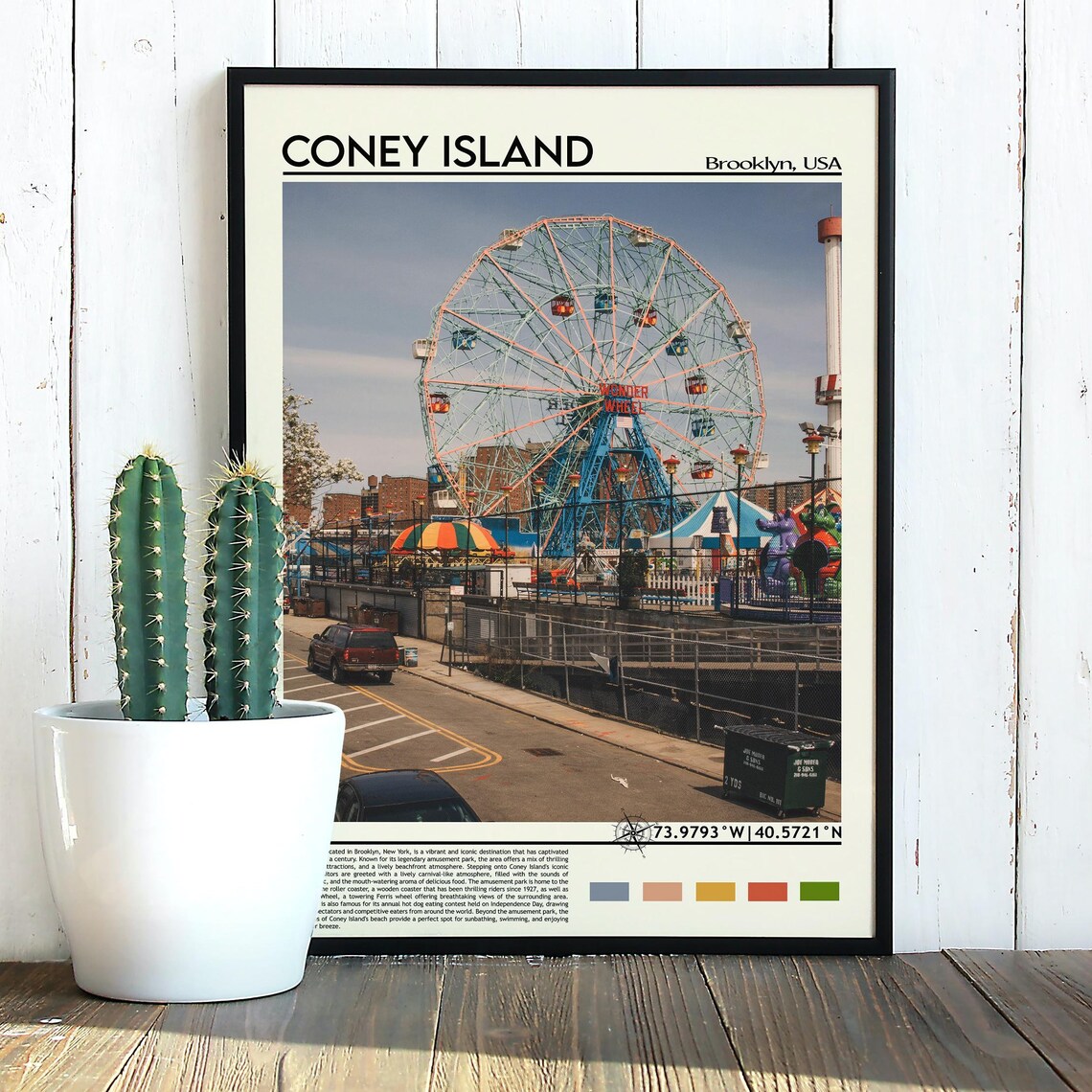 Coney Island Brooklyn Wonder Wheel Amusement Park Travel Poster - Image 5