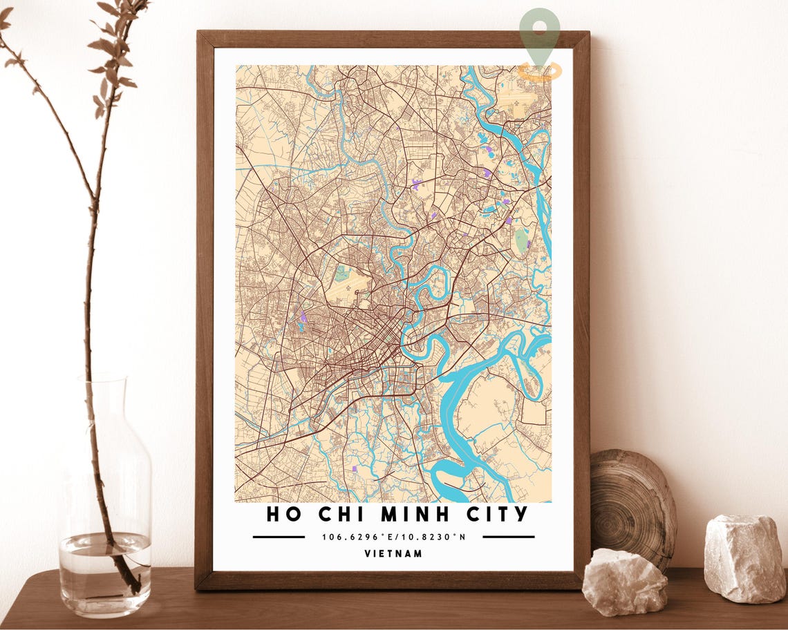 Ho Chi Minh City Map Ho Chi Minh City Map Print Ho Chi Minh City Wall Art Ho Chi Minh City Travel Poster Ho Chi Minh City Vietnam Poster - Image 3