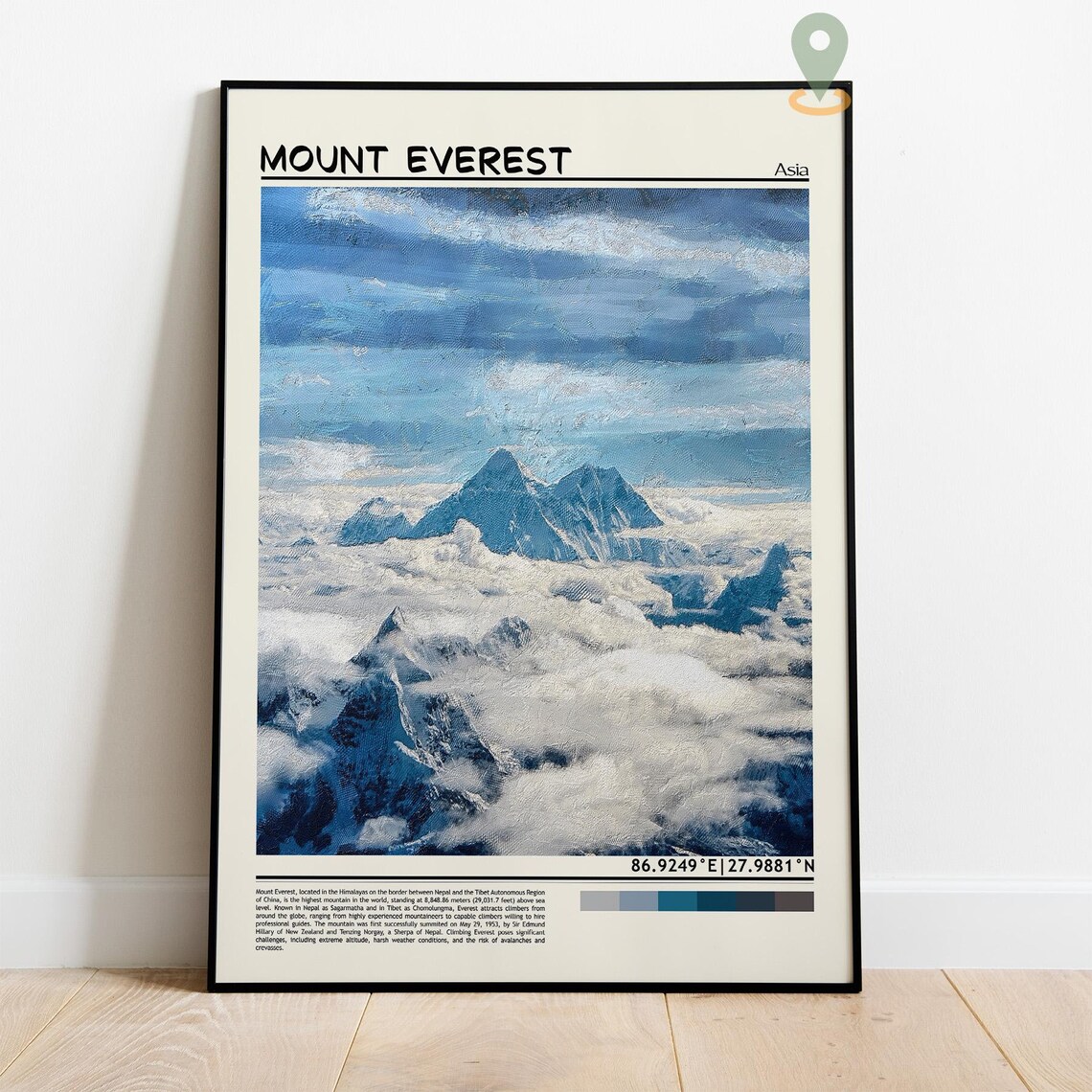 Mount Everest Asia Towering Snow Peak Above Clouds Art Poster - Image 4