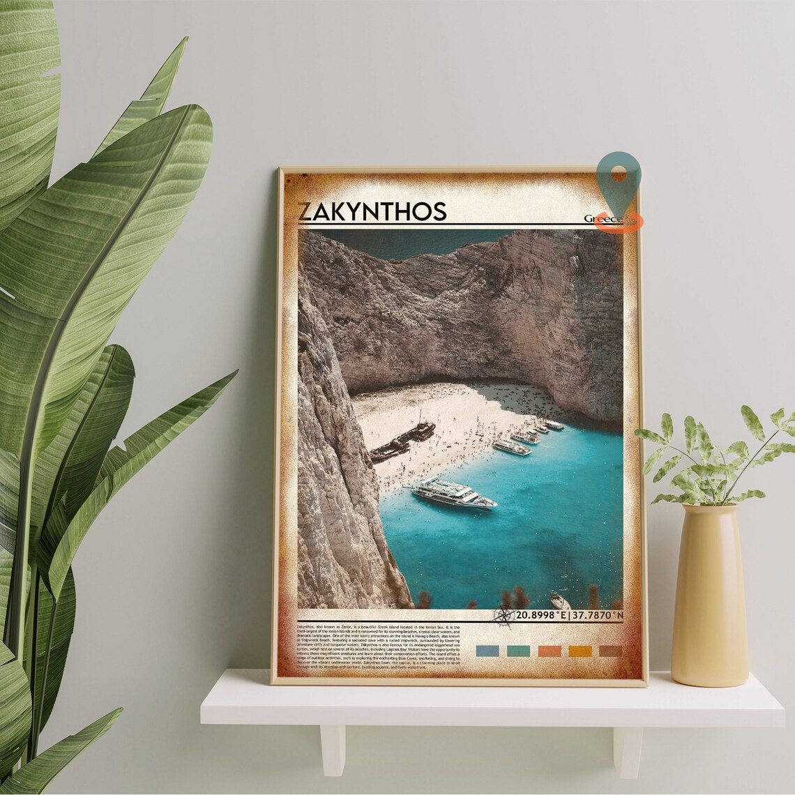 Zakynthos Greece Navagio Shipwreck Beach Cove Aerial View Poster - Image 3