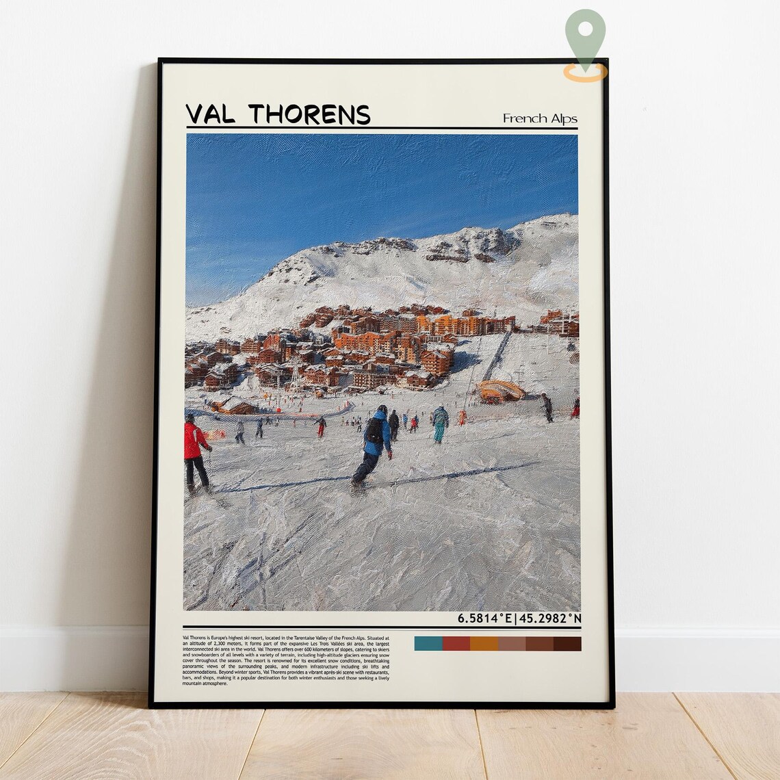 Val Thorens French Alps Ski Resort Village Winter Scene Poster - Image 4