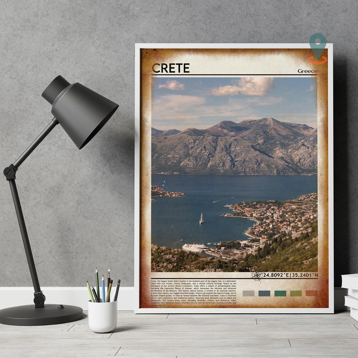 Crete Greece Aegean Bay Mountains Coastal Photography Poster - Image 4