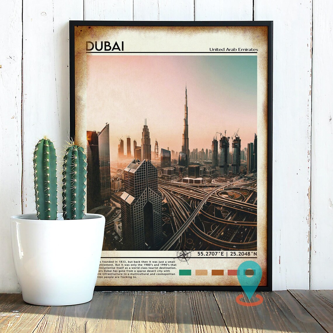 Dubai United Arab Emirates Burj Khalifa Sunset Skyline Travel Poster - Image 5