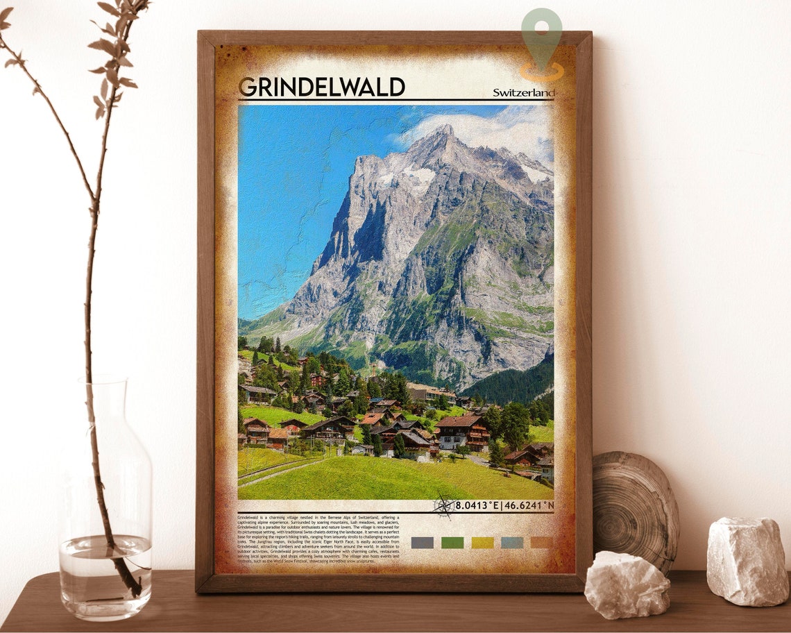 Grindelwald Switzerland Alpine Village Eiger Mountain View Poster - Image 6