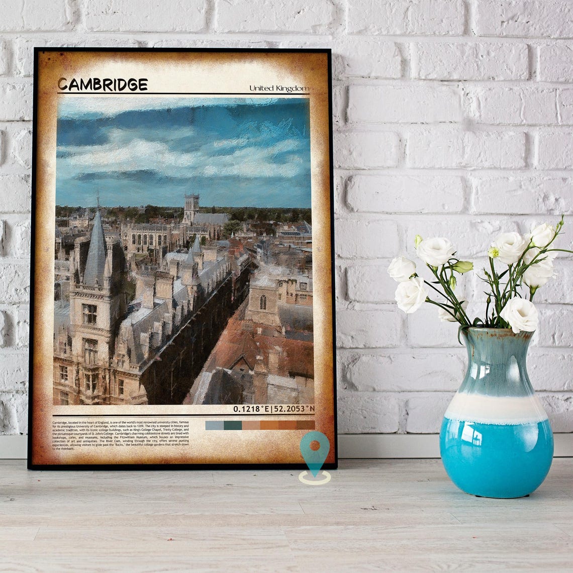 Cambridge England Historic City Rooftops Spires Skyline Poster - Image 5