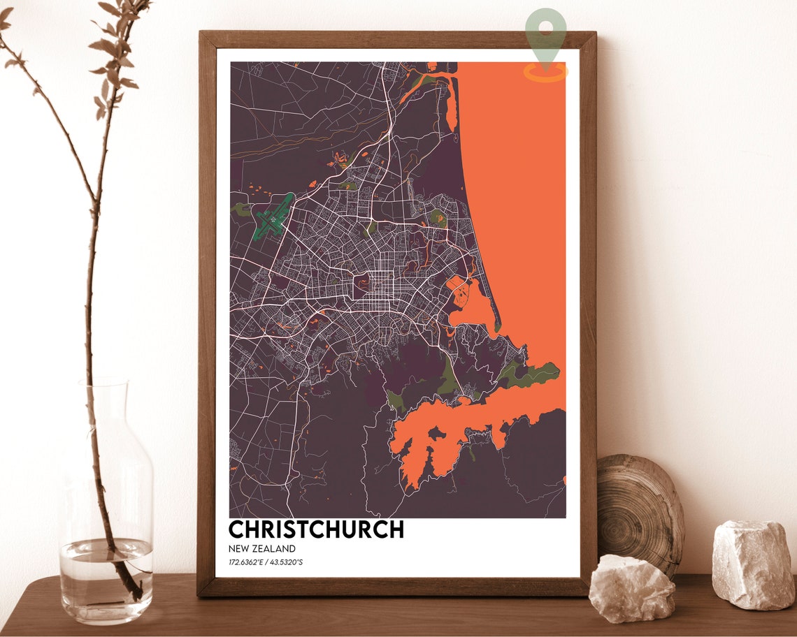 Christchurch New Zealand Christchurch Map Christchurch Map Print Christchurch Gift Christchurch Wall Art Christchurch Travel Poster - Image 4