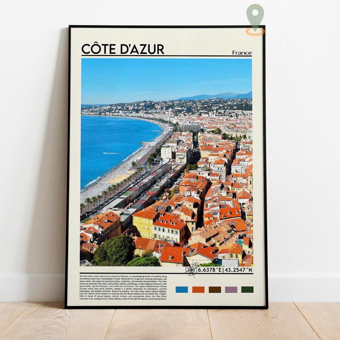 Cote Dazur Print Cote Dazur Poster Cote Dazur Wall Art Cote Dazur Travel Print Cote Dazur Art Print French Riviera Travel Poster - Image 2