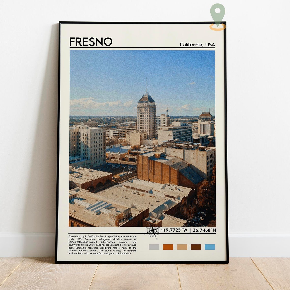 Fresno Print Fresno City Poster Fresno Wall Art Fresno Travel Fresno Art Print Fresno Artwork Fresno Photo Fresno California Print - Image 2