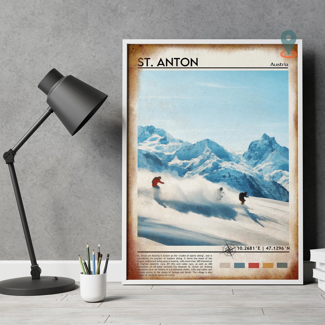 St Anton Austria Alpine Ski Slopes Powder Snow Mountain Travel Poster - Image 4
