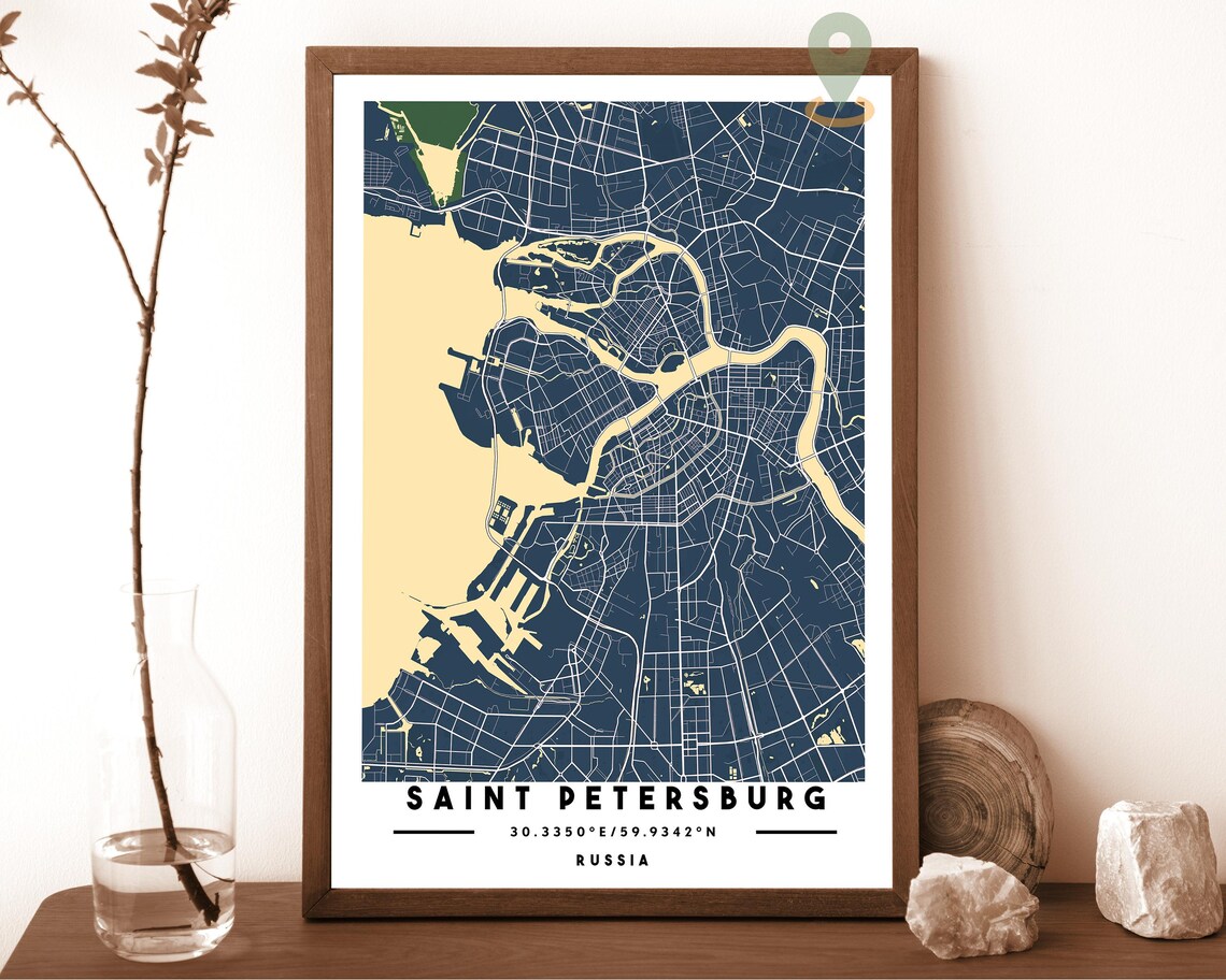 Saint Petersburg Russia City Map Art Poster Mauve Modern Decor - Image 6