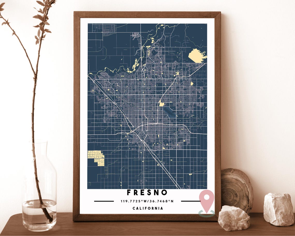 Fresno Map Fresno Map Print Fresno Wall Art Fresno Travel Poster Fresno Poster Fresno Photo Fresno City Map Fresno California Poster - Image 2