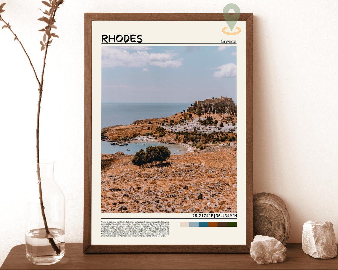 Rhodes Print Rhodes Wall Art Rhodes Poster Rhodes Photo Rhodes Poster Print Rhodes Wall Dcor Rhodes Travel Poster Rhodes Greece