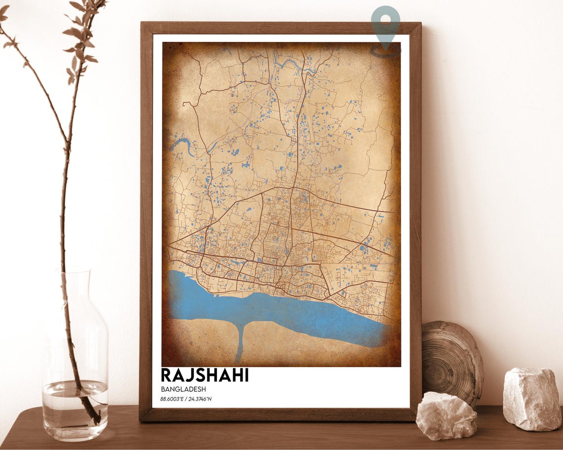 Rajshahi Bangladesh Pink Navy Modern City Map Home Decor Poster - Image 2