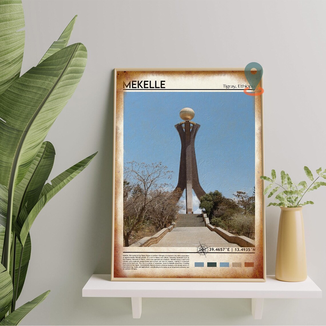 Mekelle Tigray Ethiopia Golden Globe Memorial Monument Travel Poster - Image 5